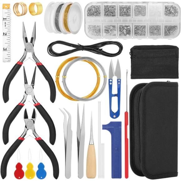 Fixm Jewelry Making Supplies Kit - Complete DIY Jewelry Tools With Pliers, Findings & Accessories